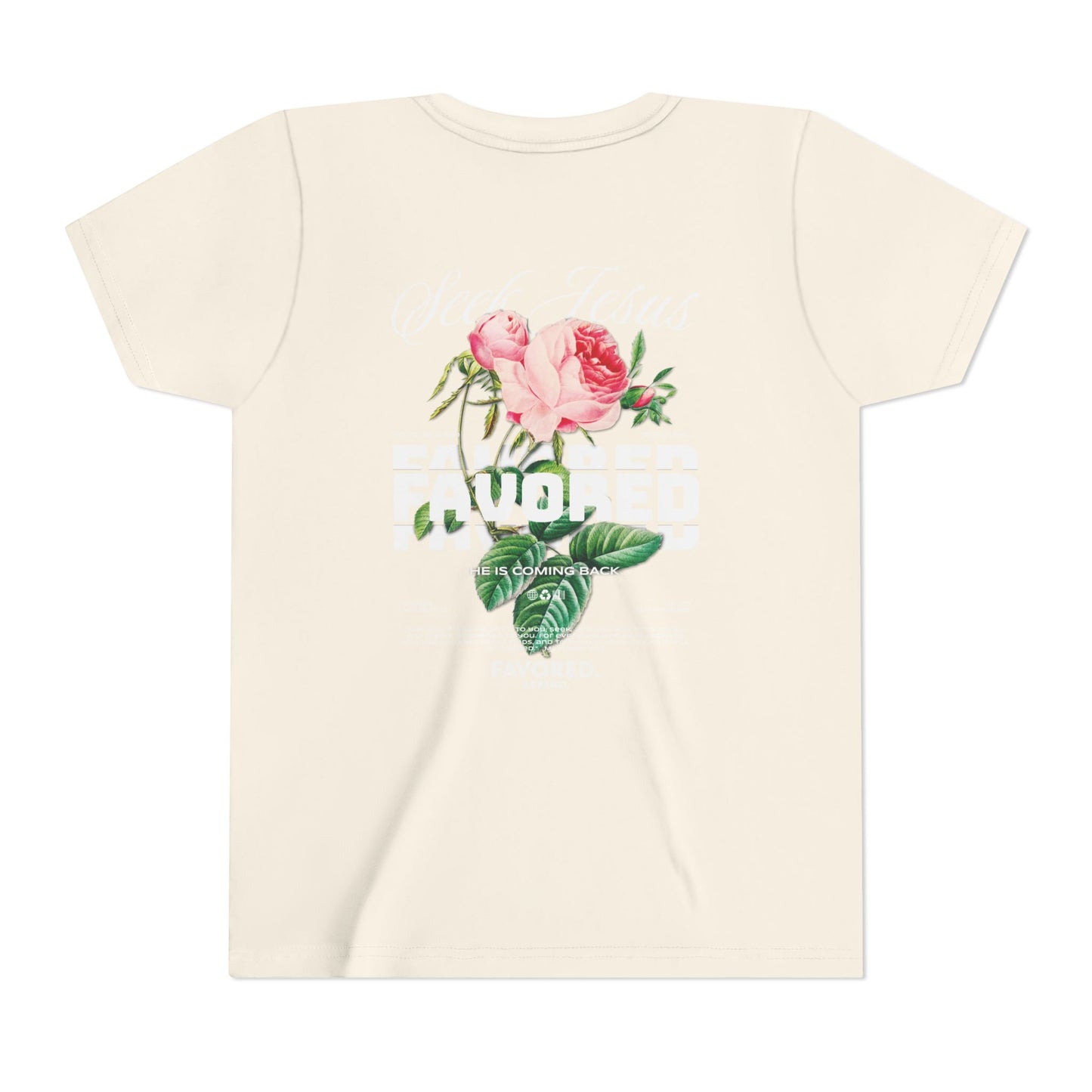 FAVORED. Kids Seek Jesus Roses T-Shirt