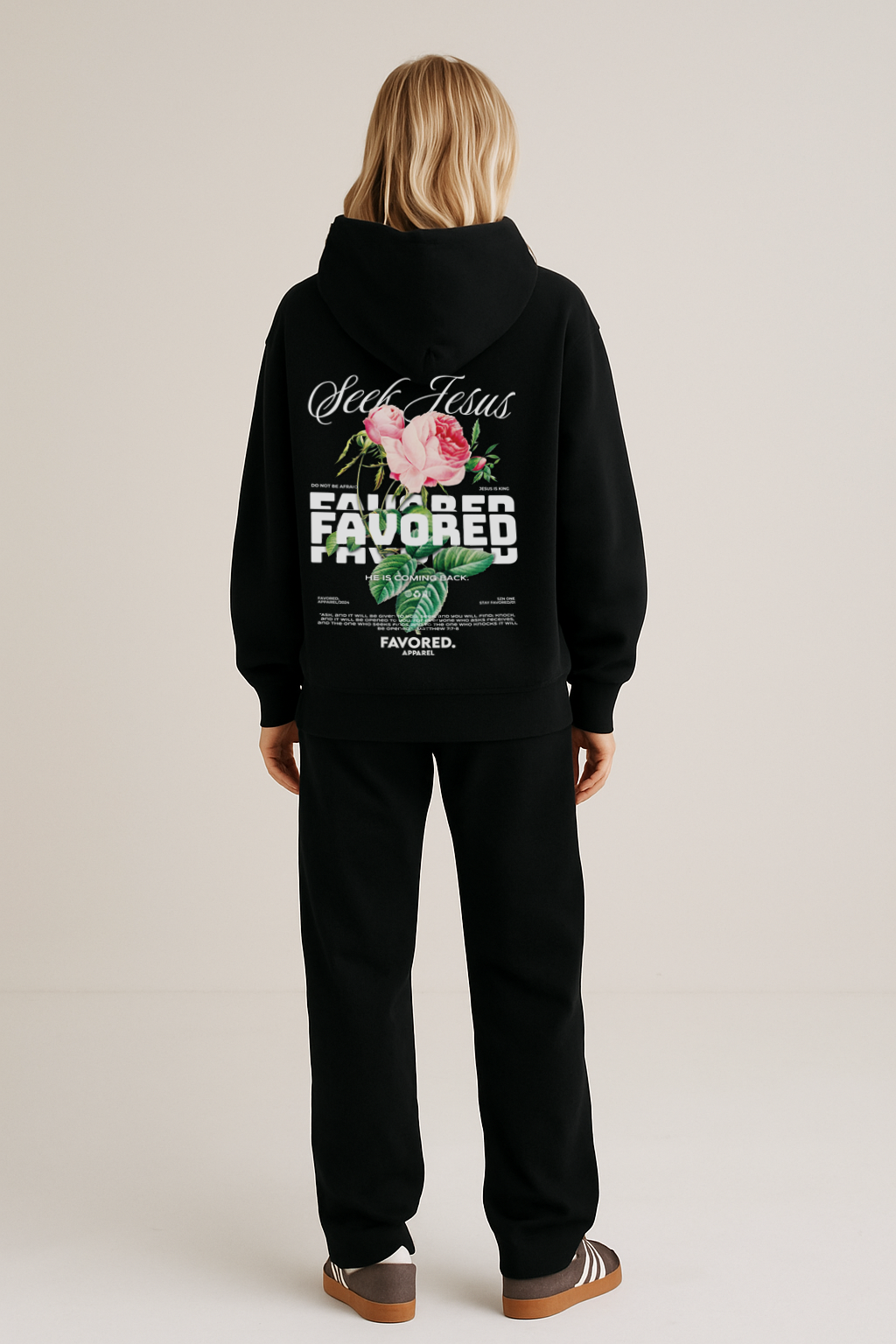 FAVORED. Seek Jesus Roses Hoodie