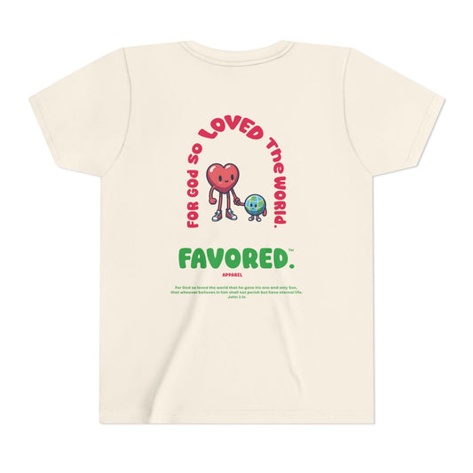 FAVORED. Kids God Loves The World T-Shirt