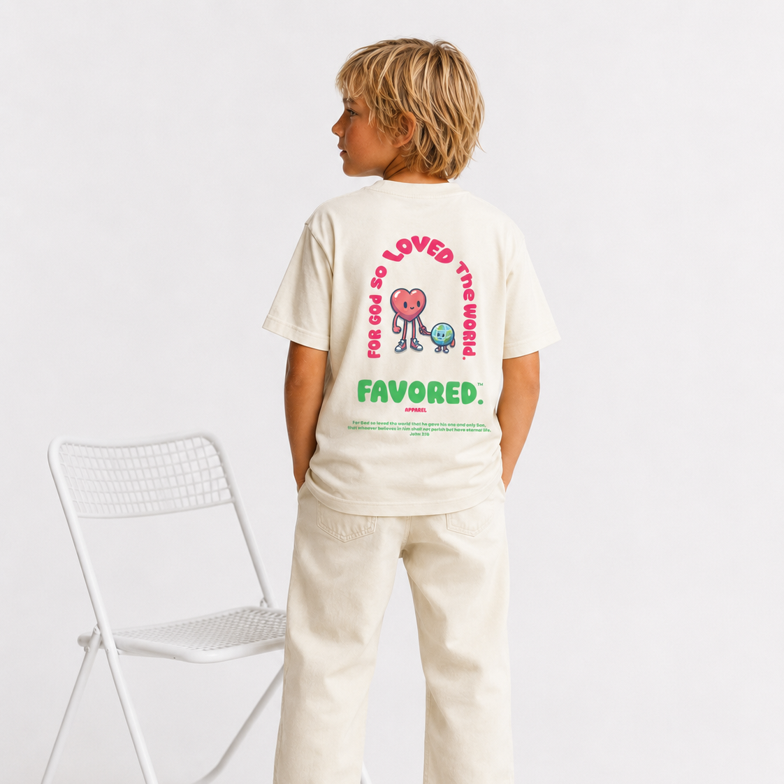 FAVORED. Kids God Loves The World T-Shirt