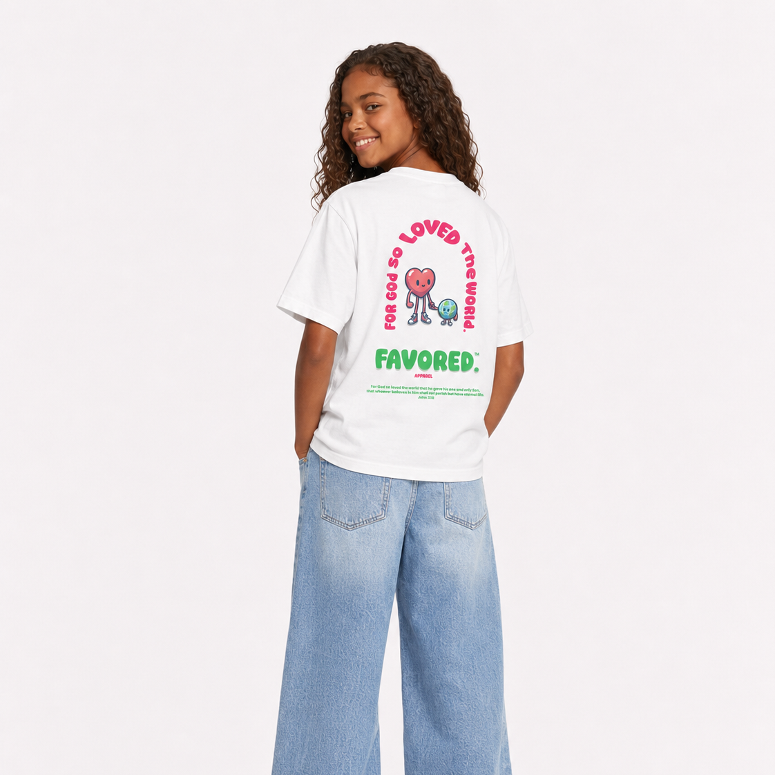 FAVORED. Kids God Loves The World T-Shirt