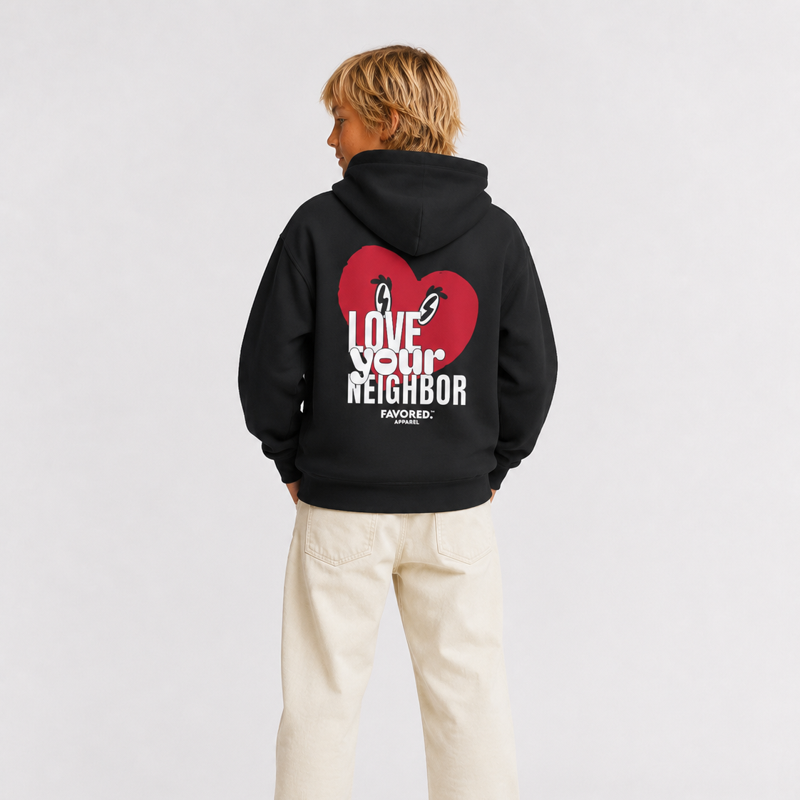 FAVORED. Kids Love Your Neighbor Hoodie