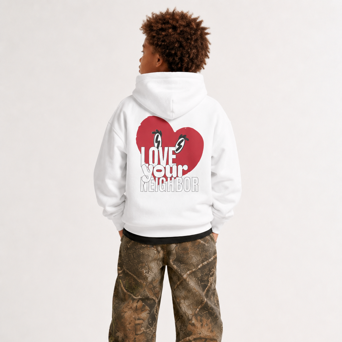 FAVORED. Kids Love Your Neighbor Hoodie